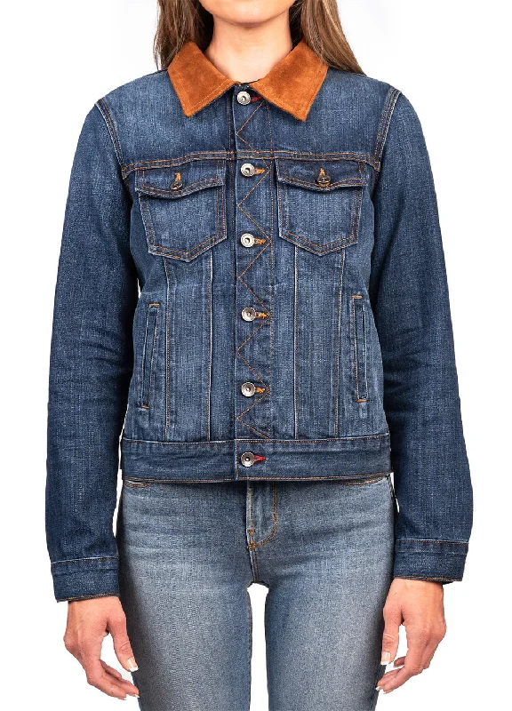 Denim & Brown Suede Jacket (Deep Ocean) Gold-Brown Stitch Zippered Jacket Buttoned Jacket Snapped Jacket Denim & Brown Suede Jacket (Deep Ocean) Gold-Brown Stitch Zippered Jacket Buttoned Jacket Snapped Jacket