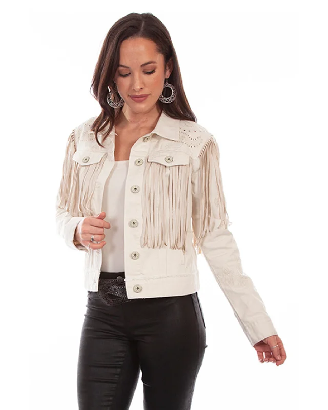 Women's Fringe Jean Jacket Elasticated Jacket Padded Jacket Insulated Jacket