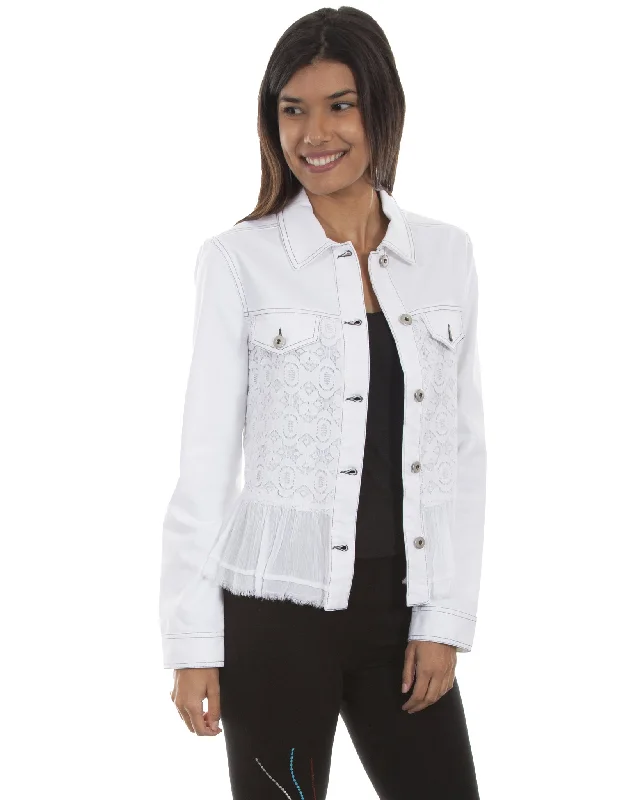 Women's Lace Jean Jacket Insulated Jacket Fitted Jacket Loose Jacket