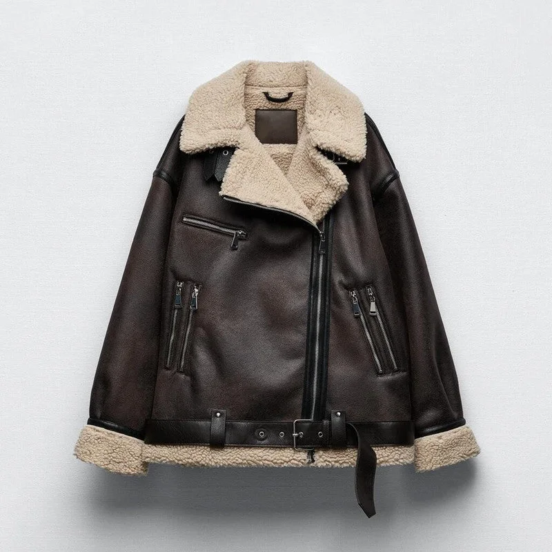 Women's Suede Fur Integrated Motorcycle Jacket Denim Jacket Leather Jacket Suede Jacket Women's Suede Fur Integrated Motorcycle Jacket Denim Jacket Leather Jacket Suede Jacket