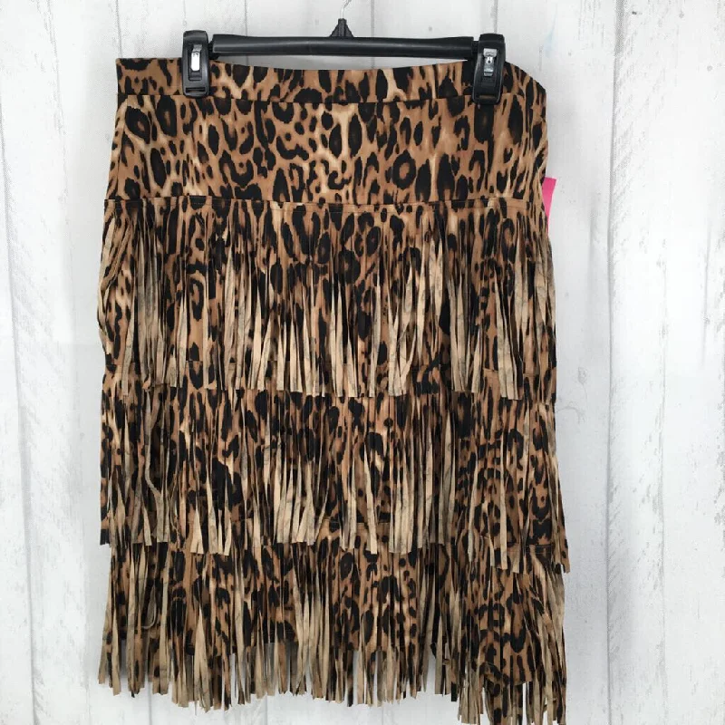 2 (L) Animal print fringe skirt vintage skirt charm