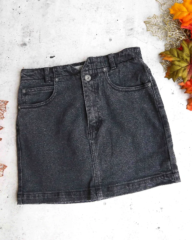 Free People - She's All That Denim Skirt in Black linen skirt light