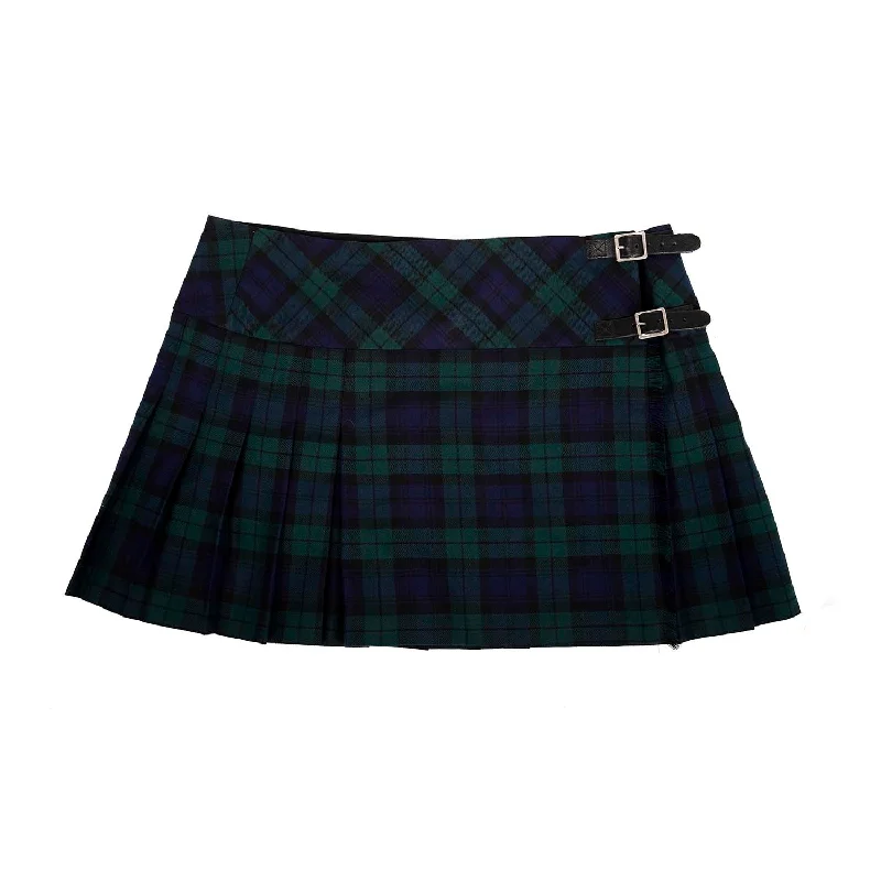 Ladies Tartan Billie Kilted Skirt Black Watch chiffon skirt lightweight