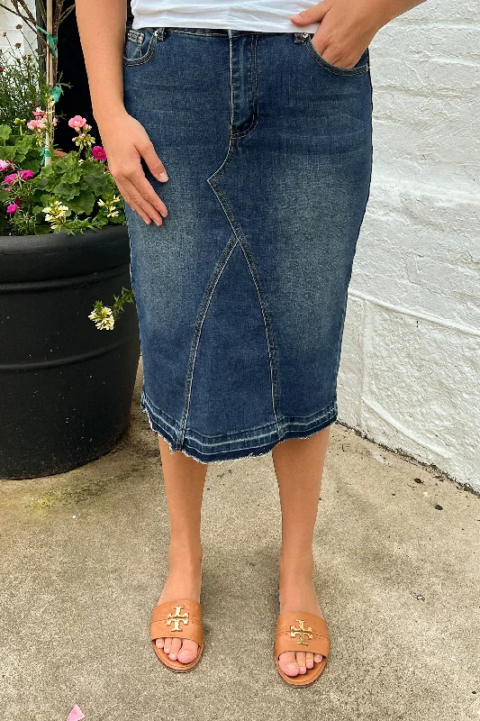 Maya Denim Skirt in Vintage Wash (Final Sale) cashmere skirt plush