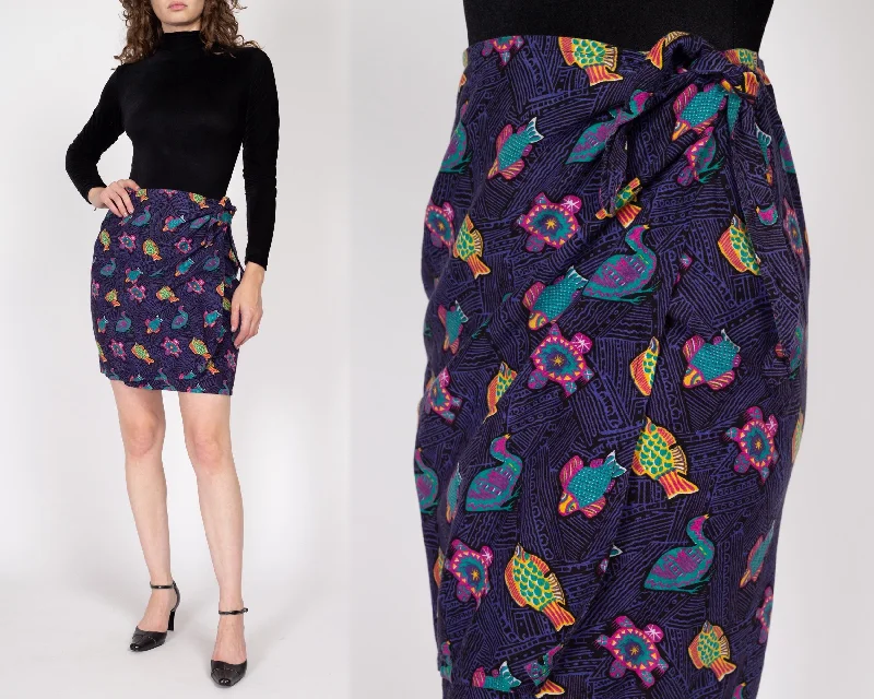 Med-Lrg 90s Tropical Fish & Turtle Print Mini Skirt leather skirt refined