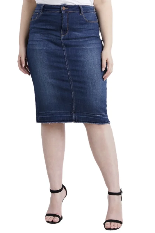 Plus Short Denim Skirt Style 1001 in Dark or Light Blue leather skirt sleek