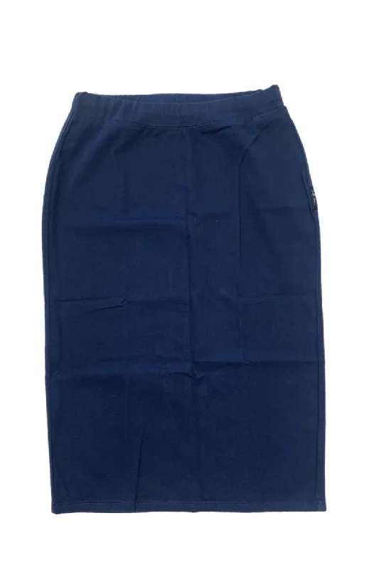 Plus Twill Blue Mock Denim Skirt 164-55F lace skirt elegant