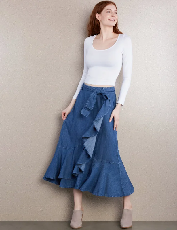 Ruffle Wrap Maxi Skirt wrap skirt elegant