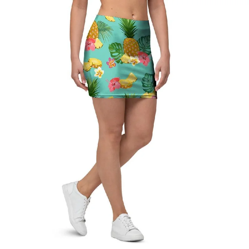 Slice Tropical Pineapple Print Mini Skirt relaxed fit skirt