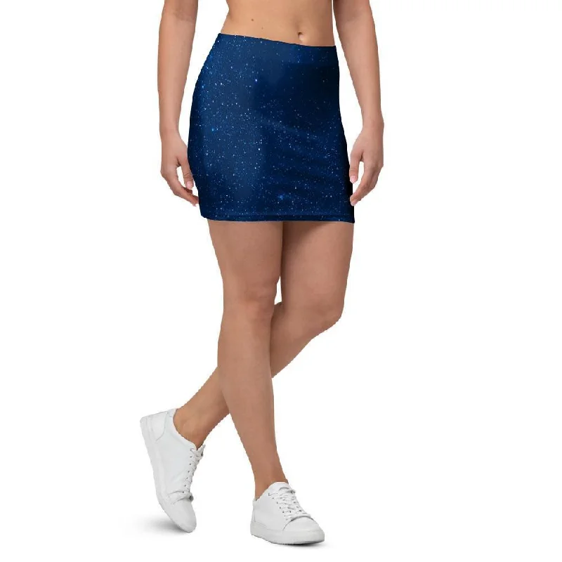 Space Blue Galaxy Mini Skirt velvet skirt plush