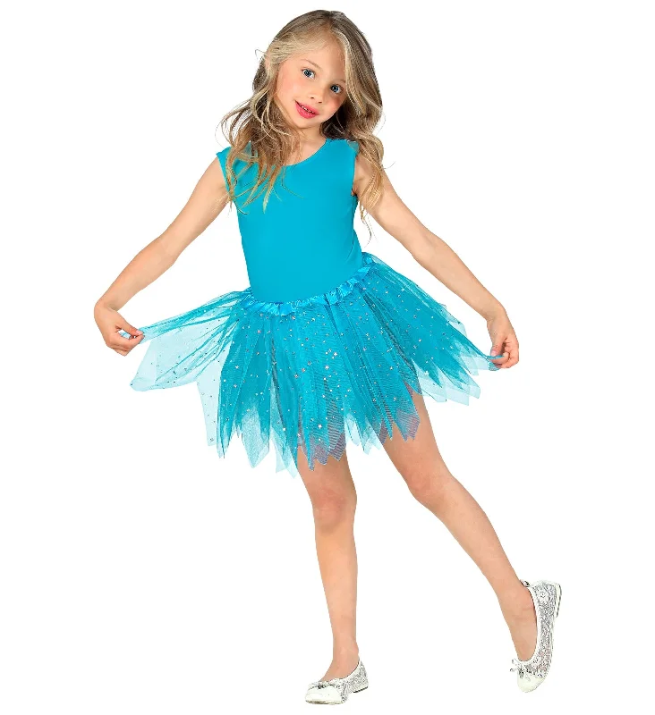 Sparkling Tutu Skirt Blue Kids leather skirt durable