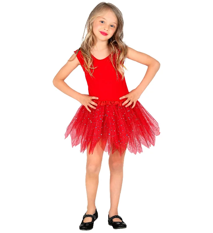 Sparkling Tutu Skirt Red Kids velvet skirt glossy