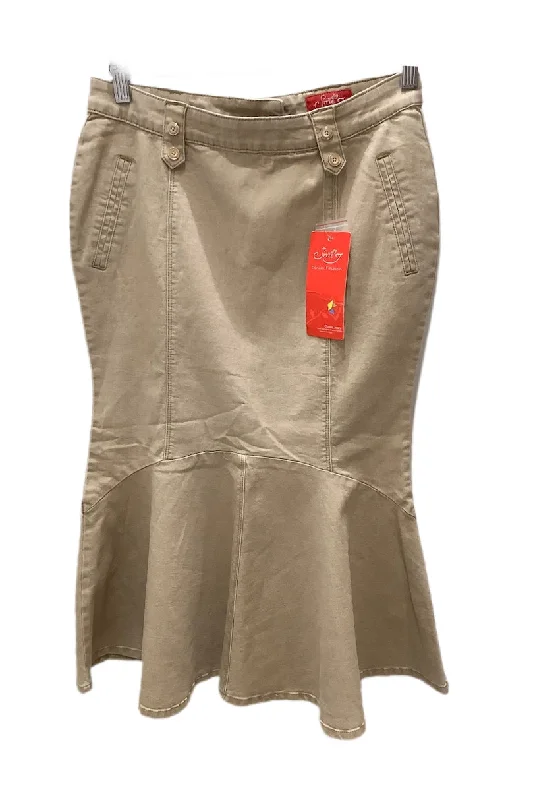 Style J Beige Flared Denim Skirt 11123 linen skirt breathable