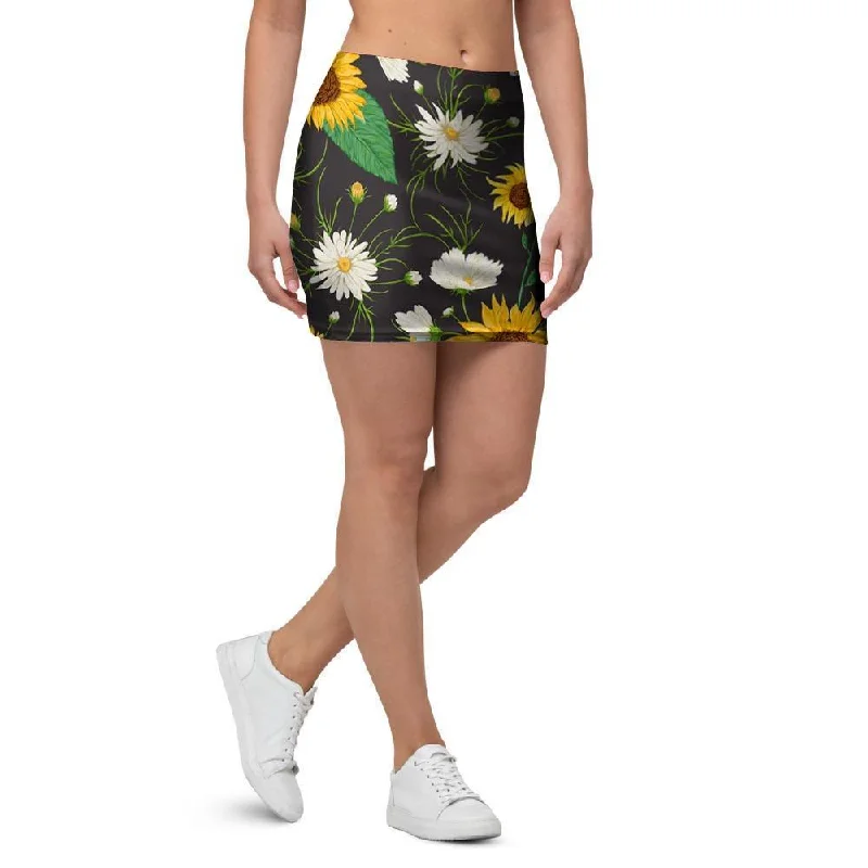 Sunflower And Chamomile Mini Skirt wrap skirt elegant