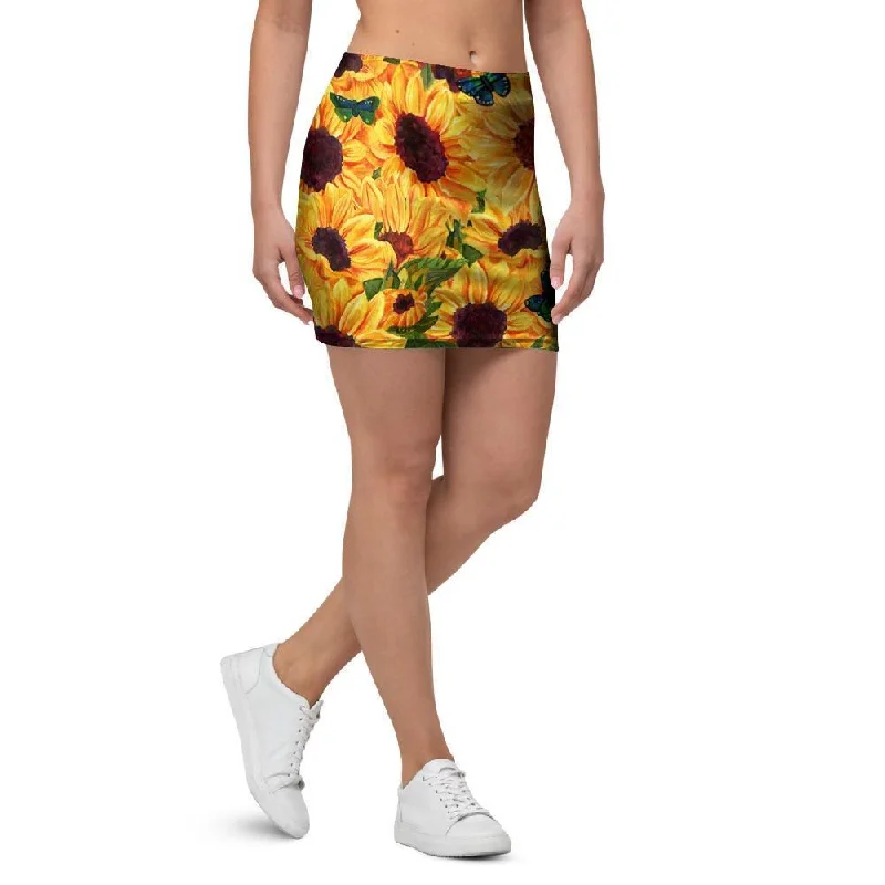 Sunflower Butterfly Mini Skirt denim skirt classic