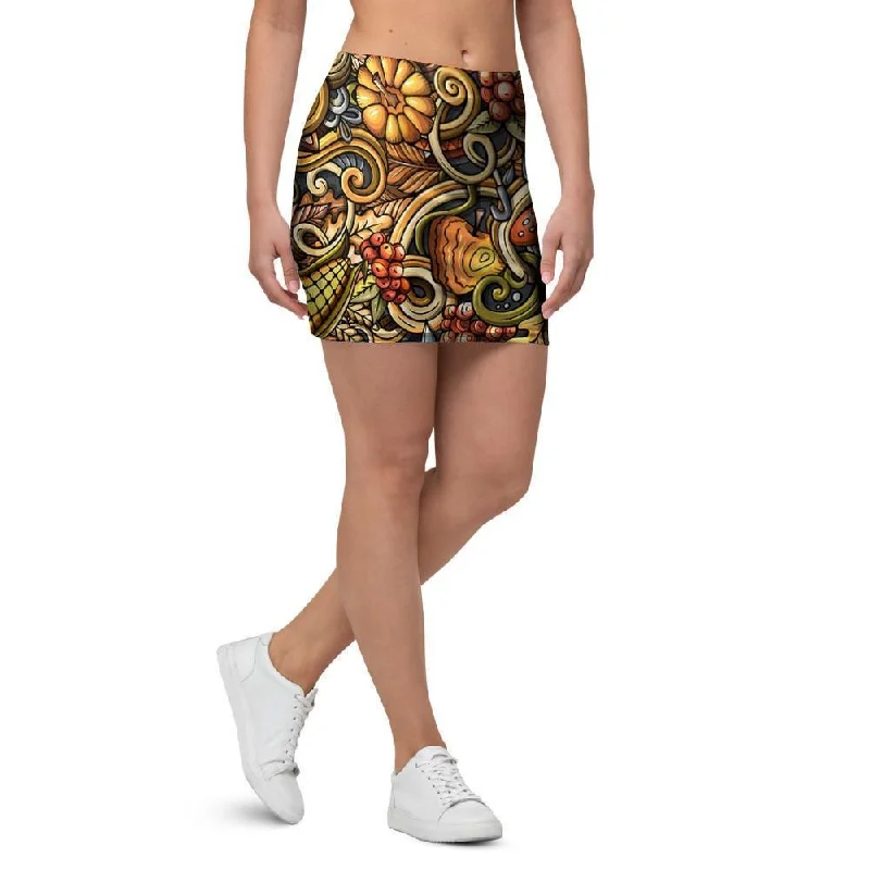 Sunflower Psychedelic Mini Skirt velvet skirt plush