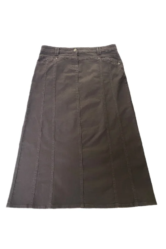 Twill Skirt Style 188-59J in Brown flowy skirt hem