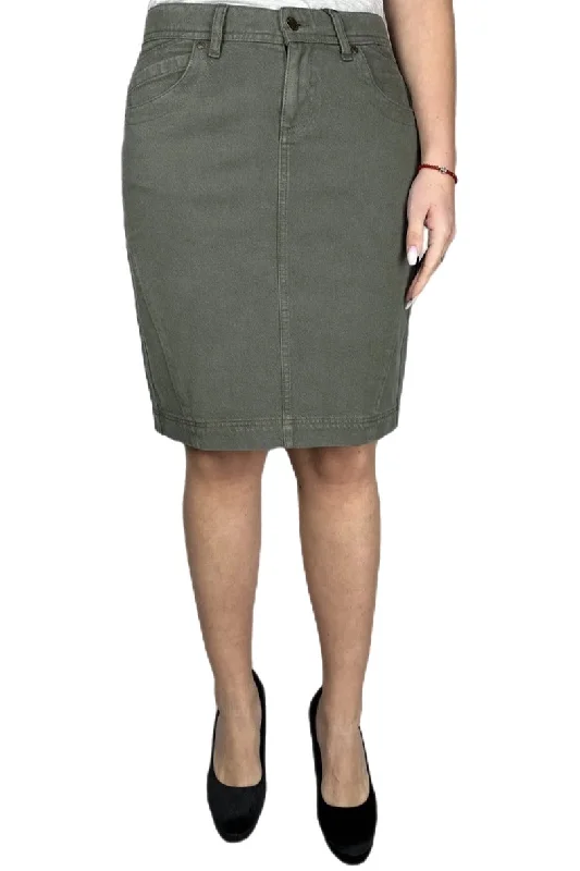 Twill Skirt Style 224-12G in Olive wool skirt breathable