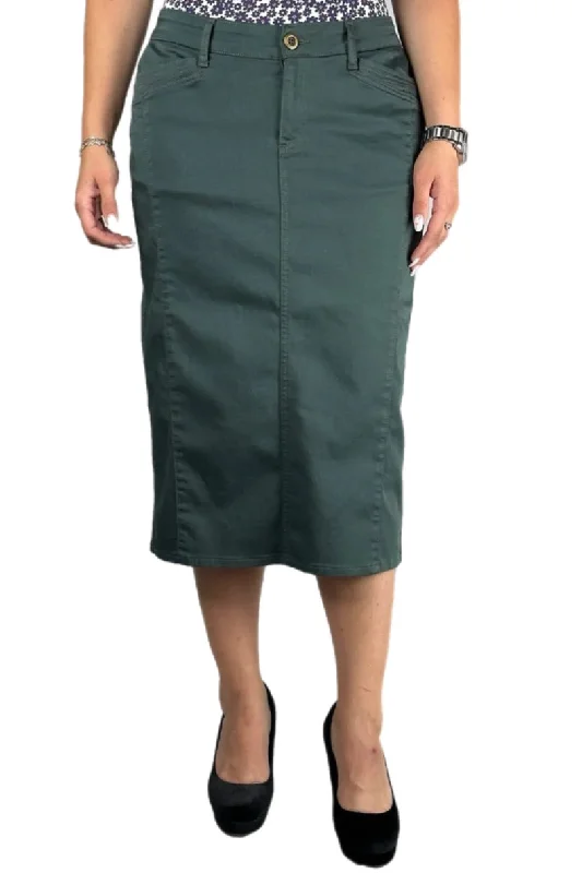 Twill Skirt Style 227/3-16B in Olive relaxed fit skirt