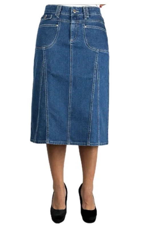 Vintage Blue Denim Skirt 213-21D cashmere skirt rich