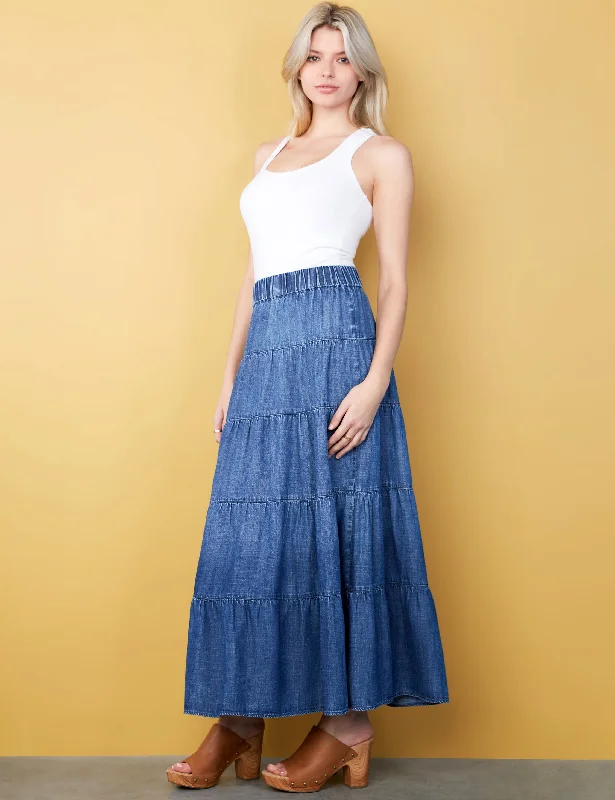 Willa Layered Maxi Skirt velvet skirt plush