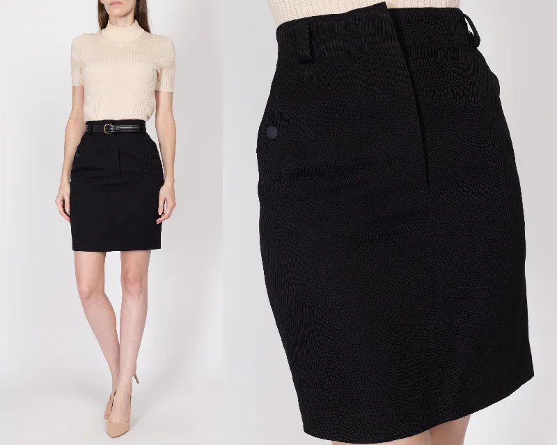 XS 90s Azzedine Alaia Paris Black Mini Pencil Skirt 24.5" lace skirt elegant