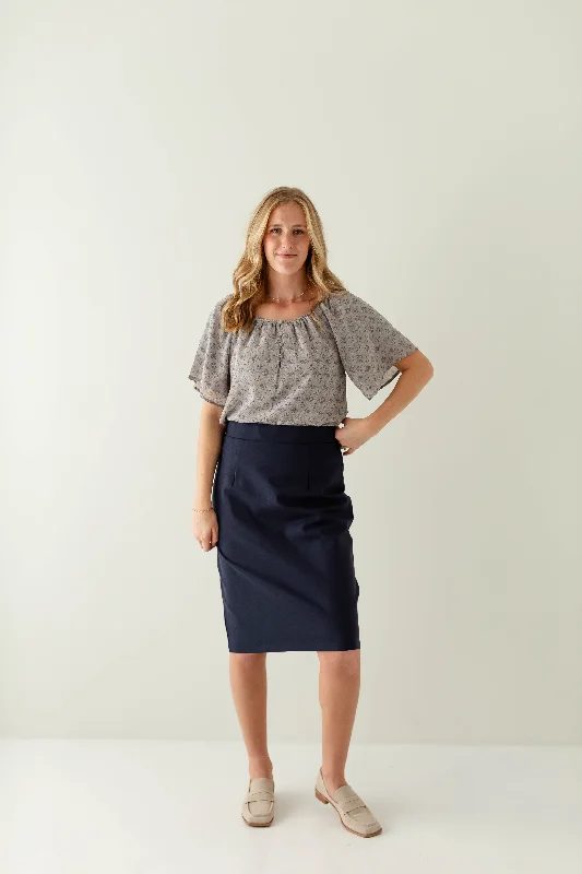 'Anna' Pencil Skirt in Navy lace skirt romantic