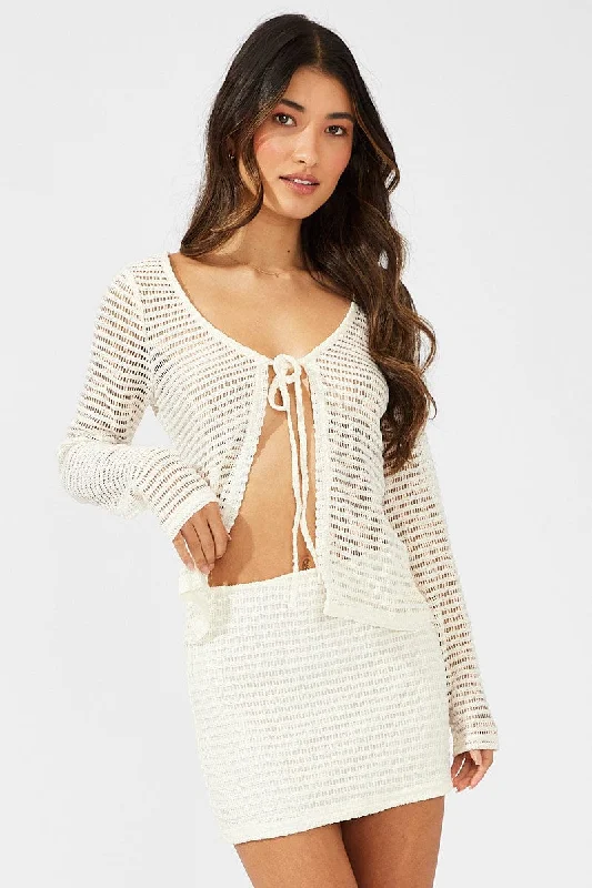Beige Mini Skirt Textured Fabric velvet skirt rich