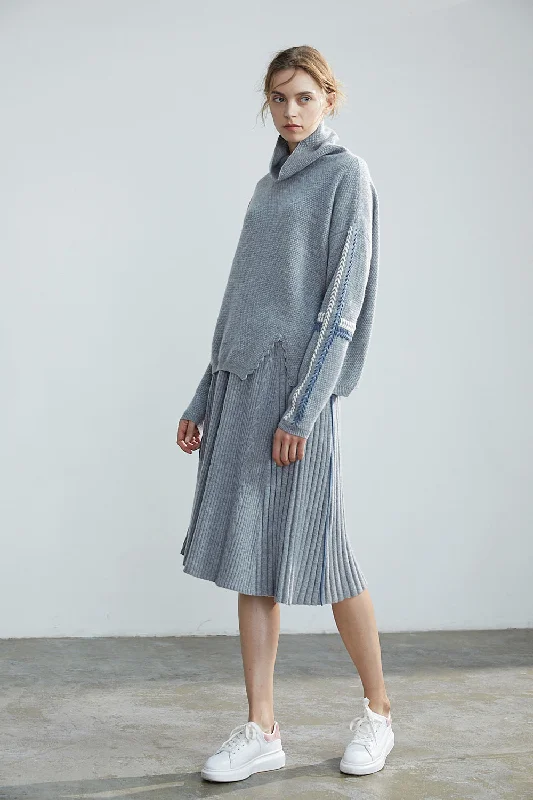Casual woman's pullover / A-shaped cashmere skirt wool skirt warm