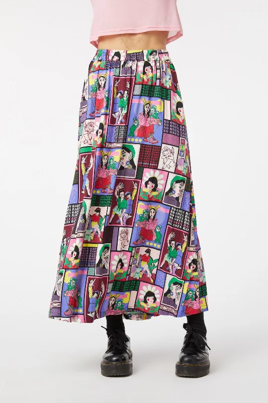 Comic Viscose Midi Skirt velvet skirt glossy