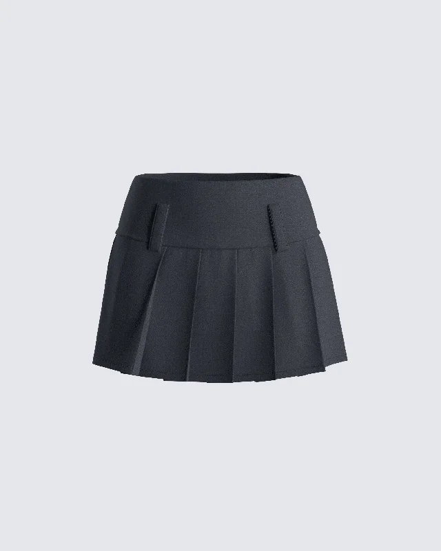 Deb Black Suiting Pleat Mini Skirt corduroy skirt cozy