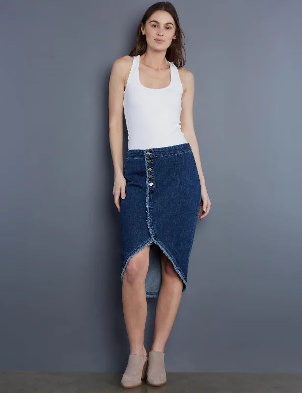 Denim Button Wrap Skirt vintage skirt charm