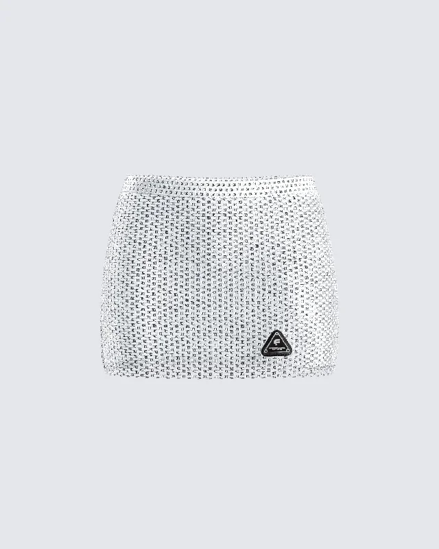 Emery Silver Net Mini Skirt velvet skirt glossy