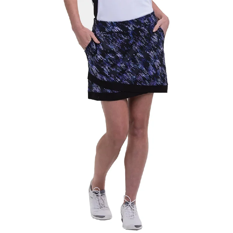 EP New York Texture Print Black Multi 17.5in Womens Golf Skort button skirt front