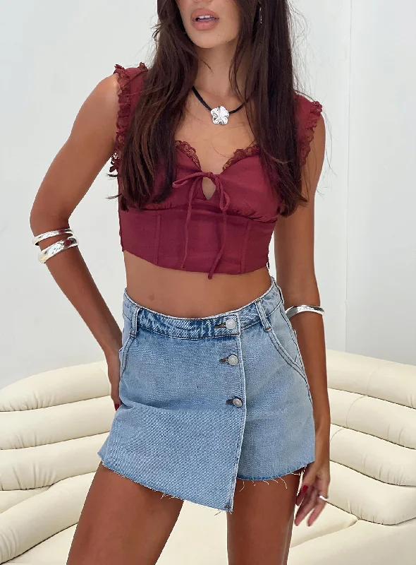 Josue Denim Wrap Skort Light Blue Wash linen skirt natural