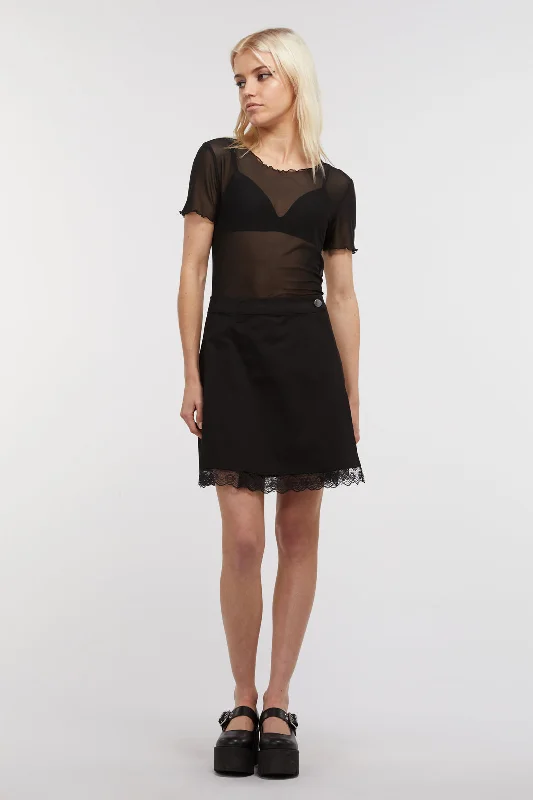 Lace Trim Goth Skirt velvet skirt plush