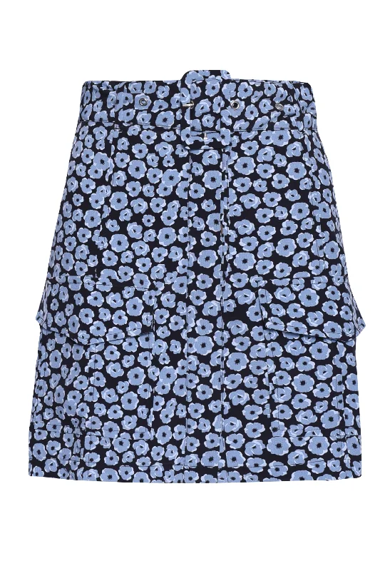 Glamorous Dusty Blue Mini Floral Belted Mini Skirt chiffon skirt airy