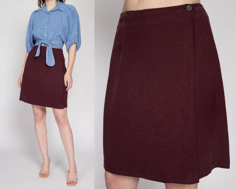 Med-Lrg 90s Maroon Silk Wrap Skirt 29.5" tulle skirt dreamy