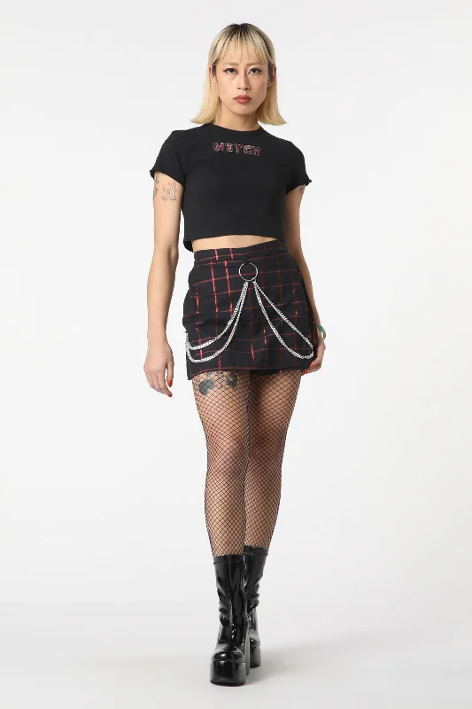 Metallic Checks Skort a-line skirt cut