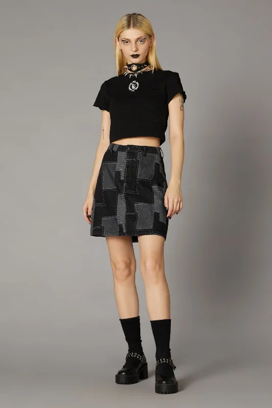 Patchwork Denim Skirt lace skirt delicate