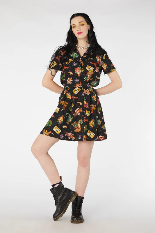 Prehistoric Tattoo Skirt denim skirt classic