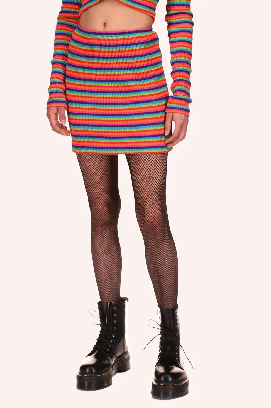 Rainbow Stripe Mini Skirt leather skirt refined