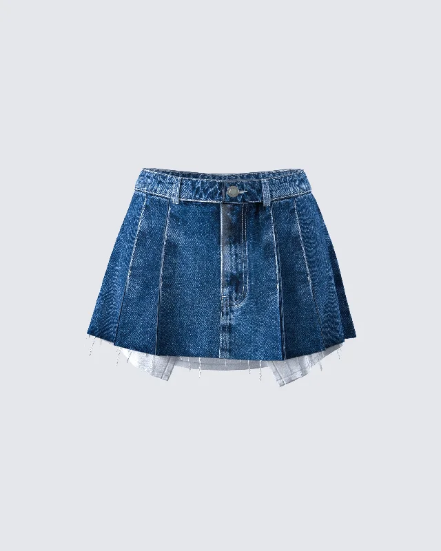 Robyn Pleated Denim Mini Skirt lace skirt romantic