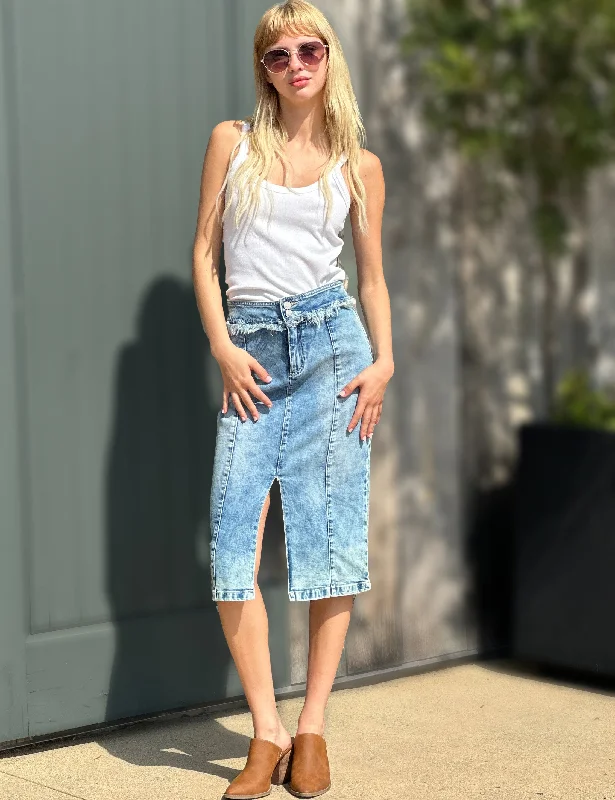 Sally Midi Centerfold Skirt silk skirt lustrous