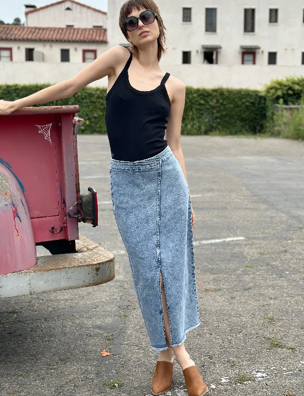 Side Hustle Denim Midi Skirt cashmere skirt fine
