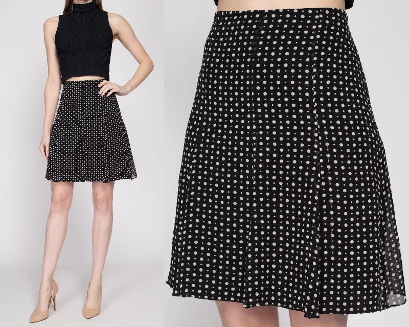 Small Y2K Black & White Silk Skirt flowy skirt hem