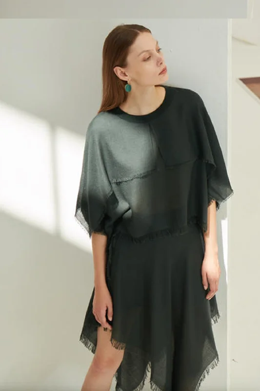 Super fine baby-cashmere midi skirt chiffon skirt floaty